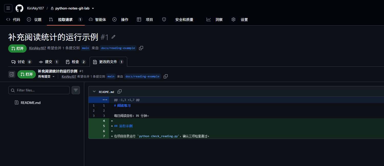 Files changed 展示 README 新增的运行示例与检查命令